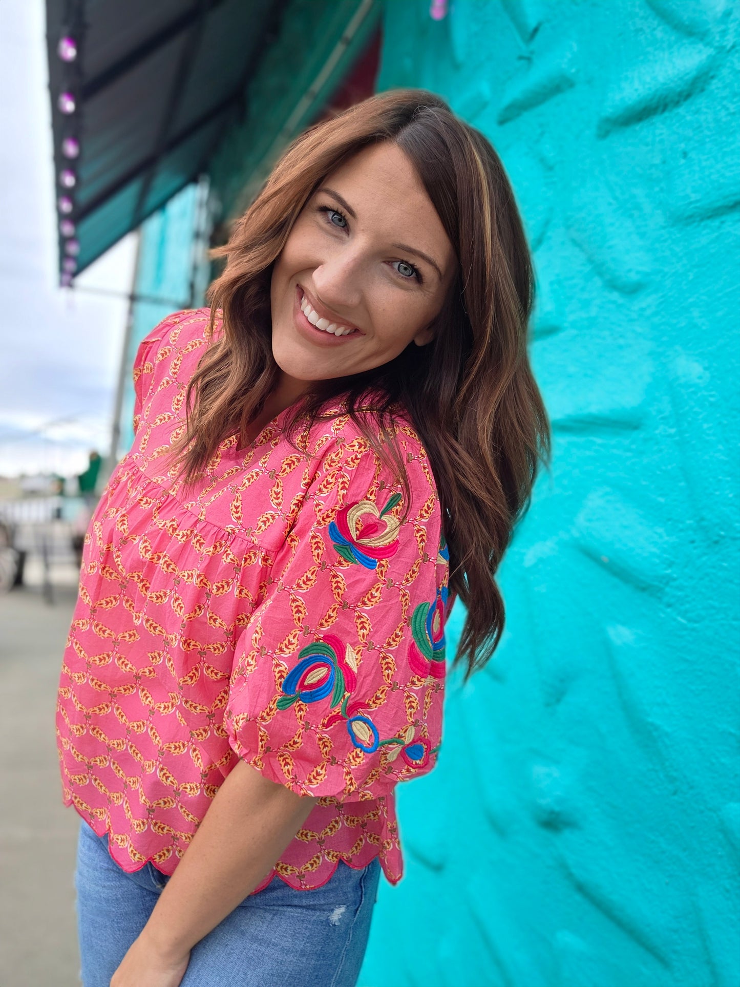 Penelope Coral Printed Top