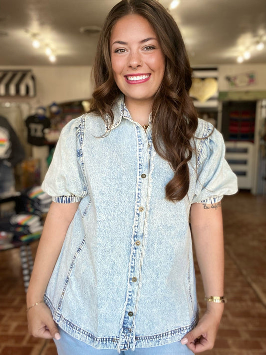 Billie Puff Sleeve Denim Top