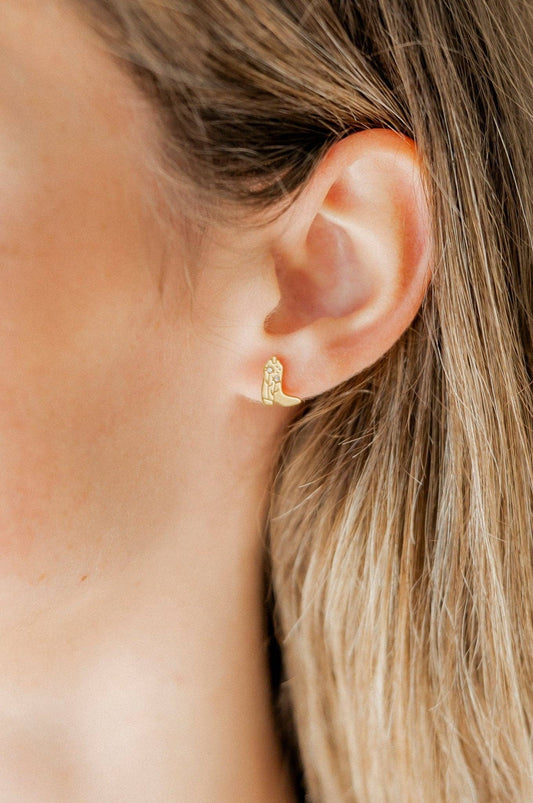 Jewelry Screwback Stud Earrings - Daisy Cowgirl Boot