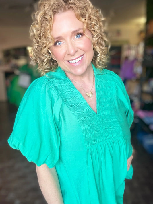 Tops Sydni Puff Sleeve Blouse Green