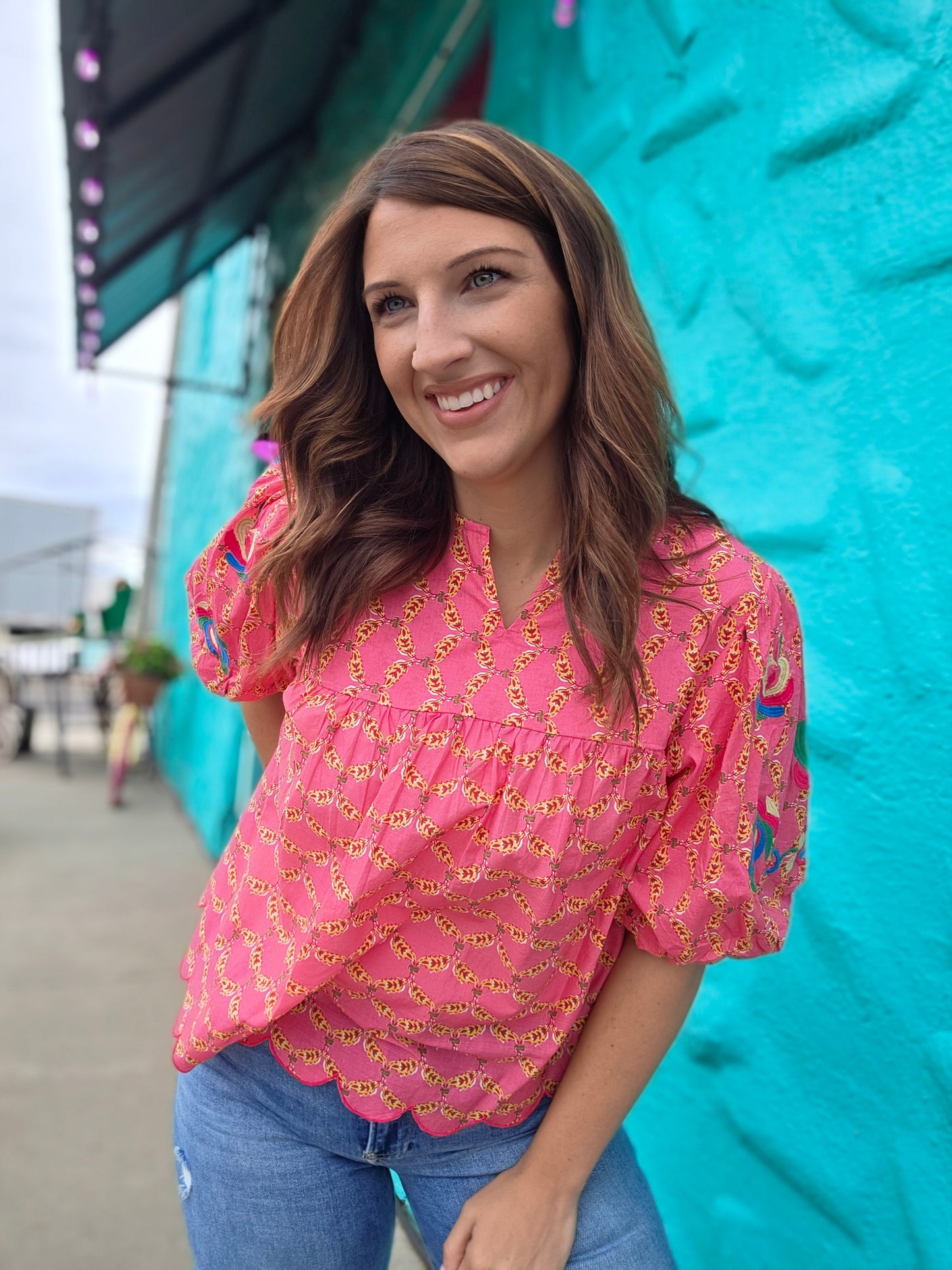 Penelope Coral Printed Top