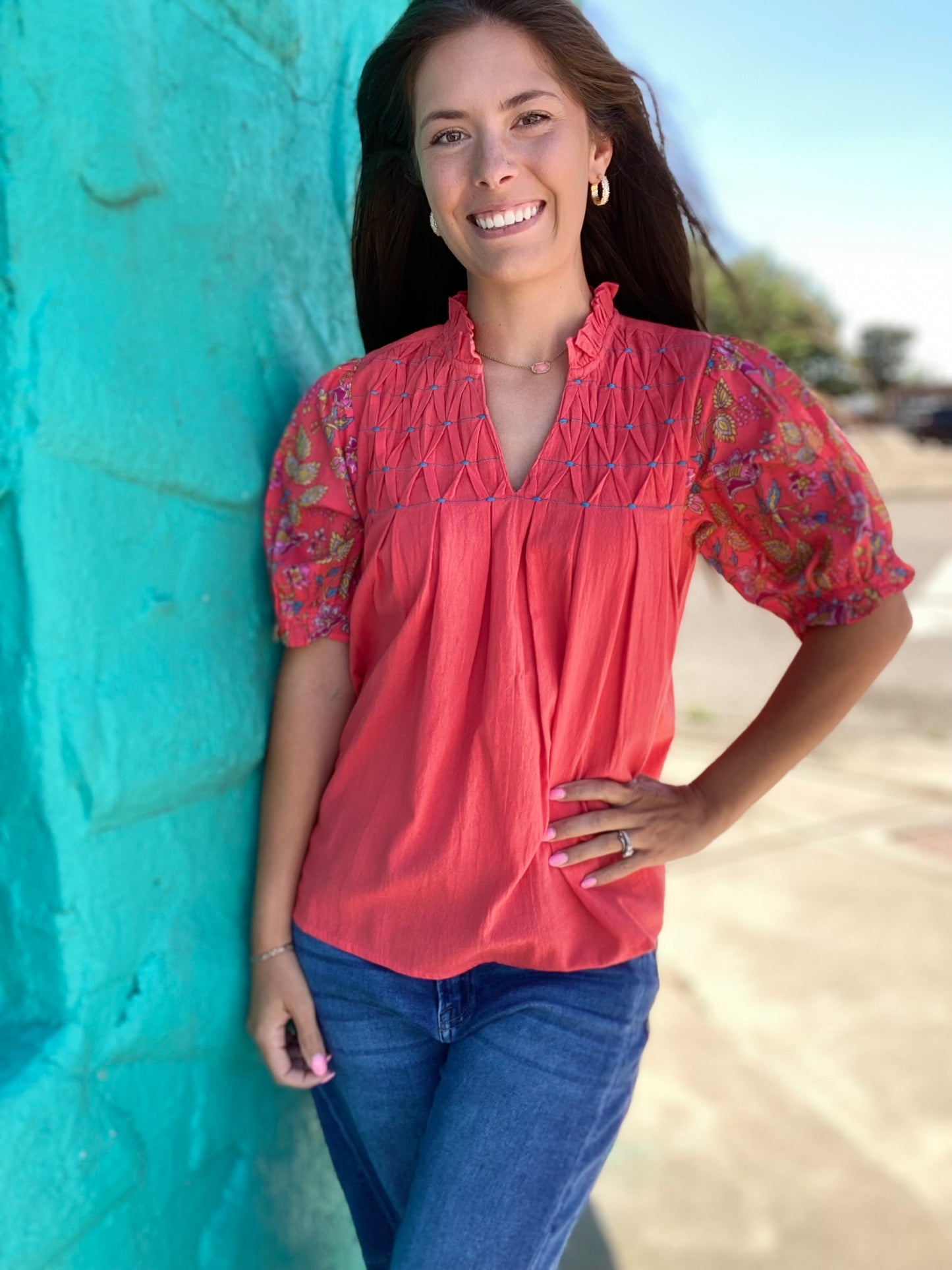 Shae Coral Blouse