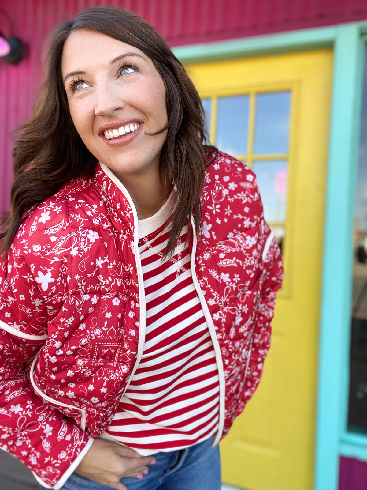 Vaile Quilted Jacket- Red