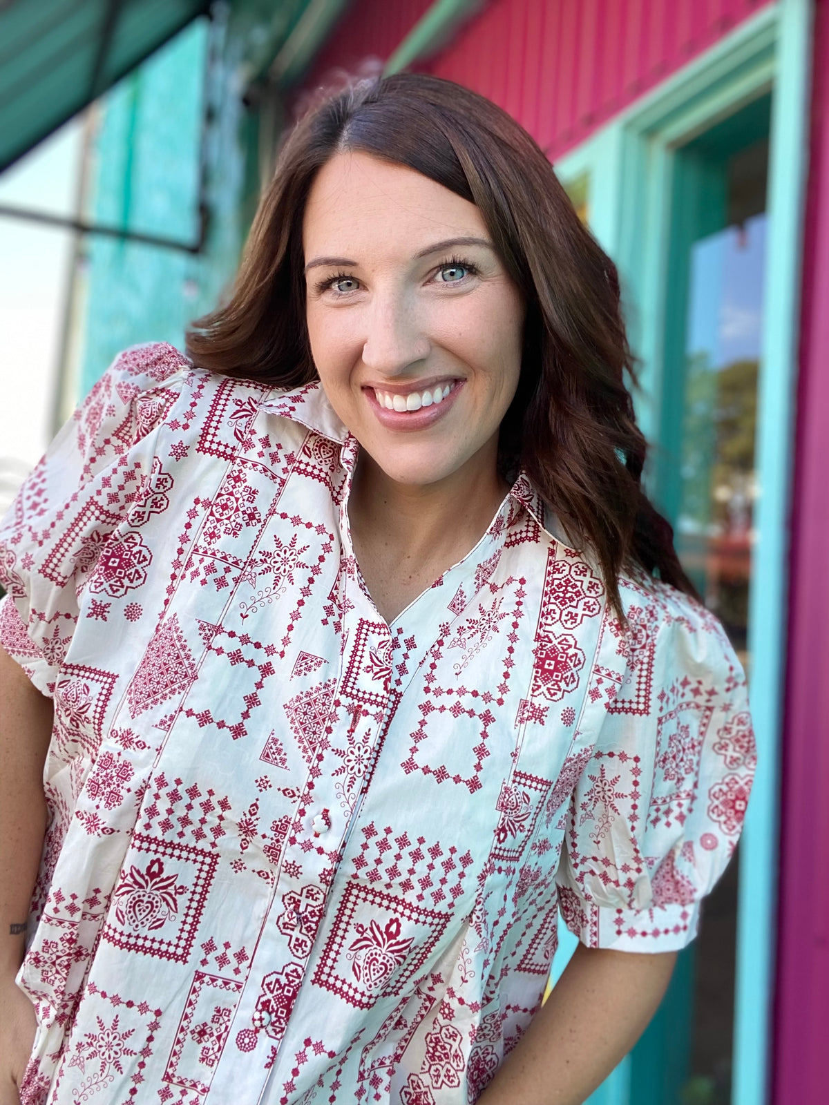 Bandana Peplum Top- Red