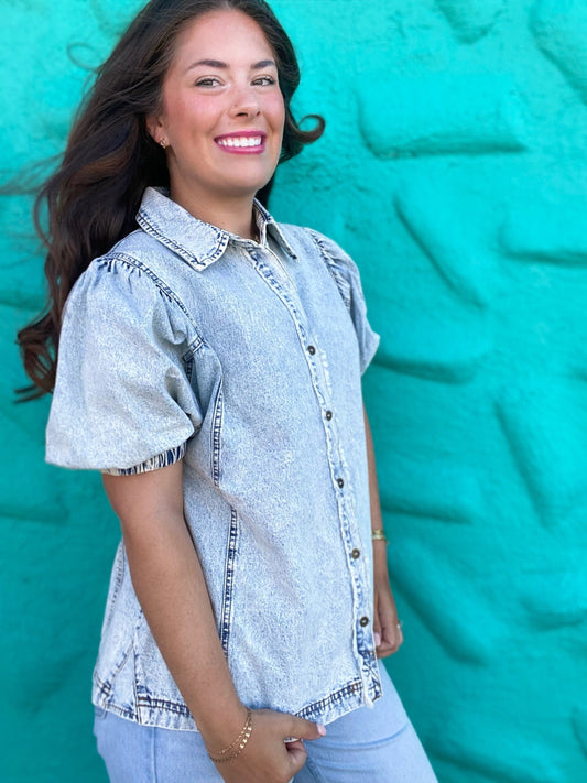 Billie Puff Sleeve Denim Top