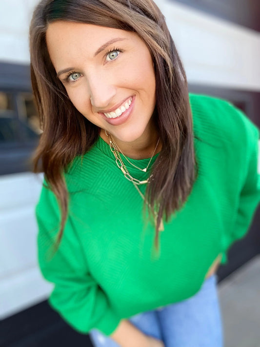 Shirts & Tops Billie Textured Pullover- Emerald