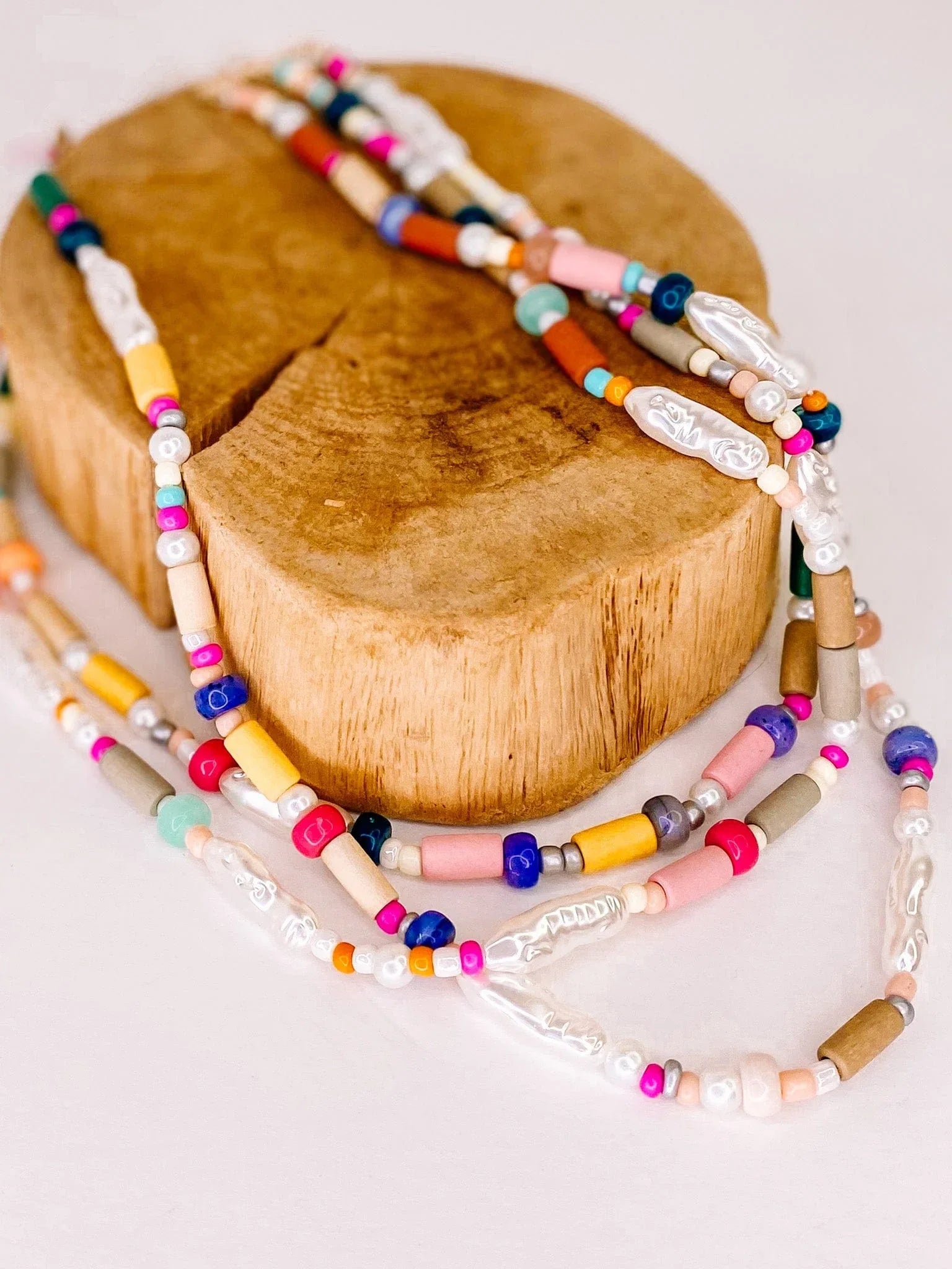 Necklaces Bright Beaded and Pearl Necklace