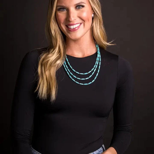 Necklaces Ceci Three Strand Bead and Pearl Necklace