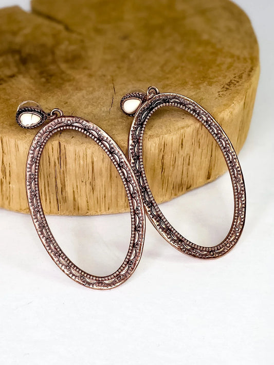 Earrings Copper Buffalo Oval Earring