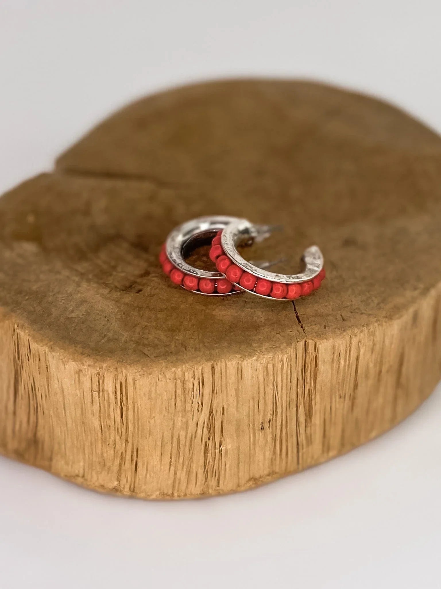 Earrings Coral Red Chubby Hoop Earring