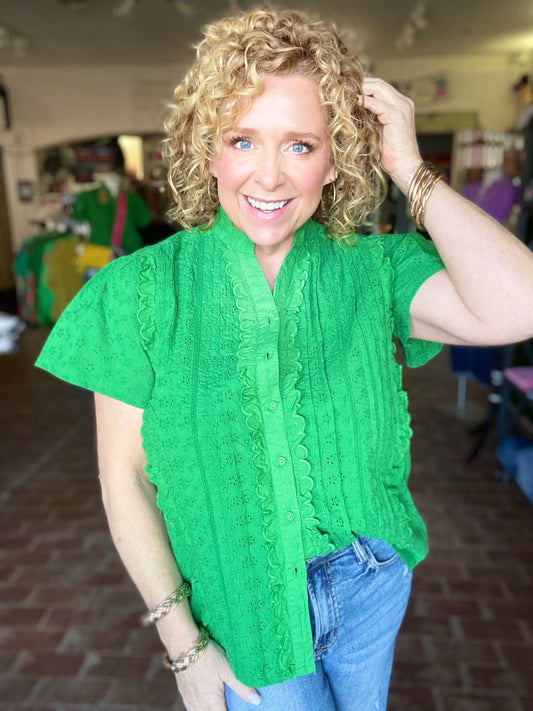 Emerald Eyelet Blouse