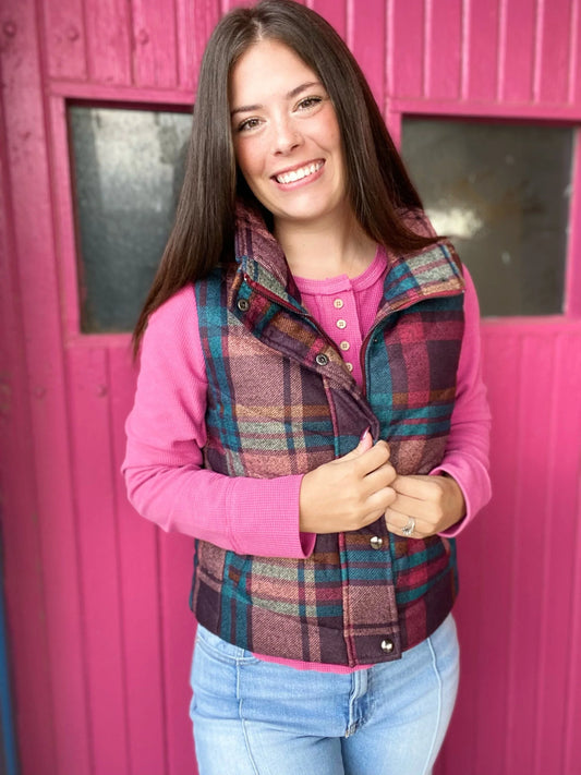 Tops Fuchsia Waffle Knit Henley