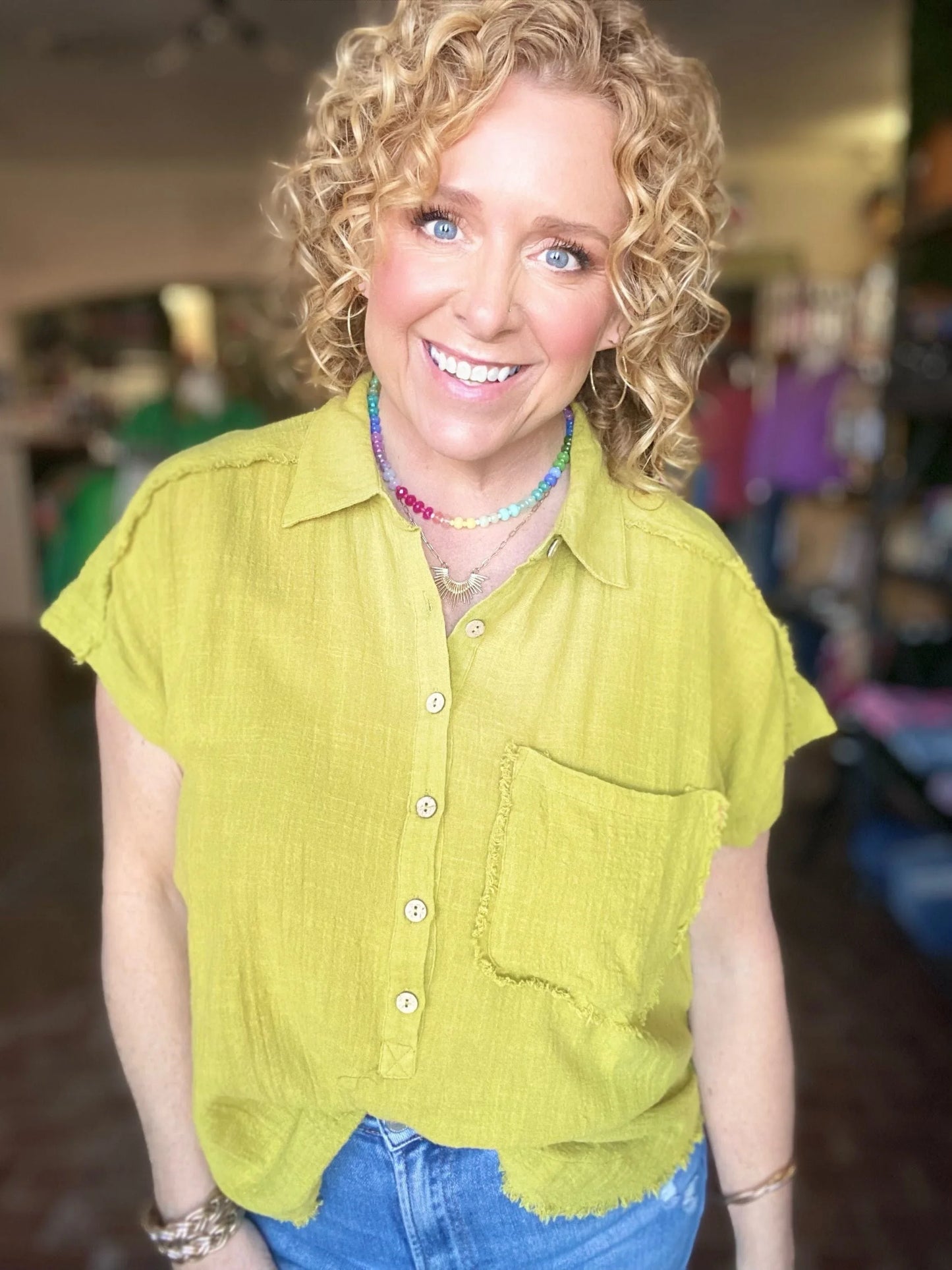 Tops Gauzy Top Apple Green
