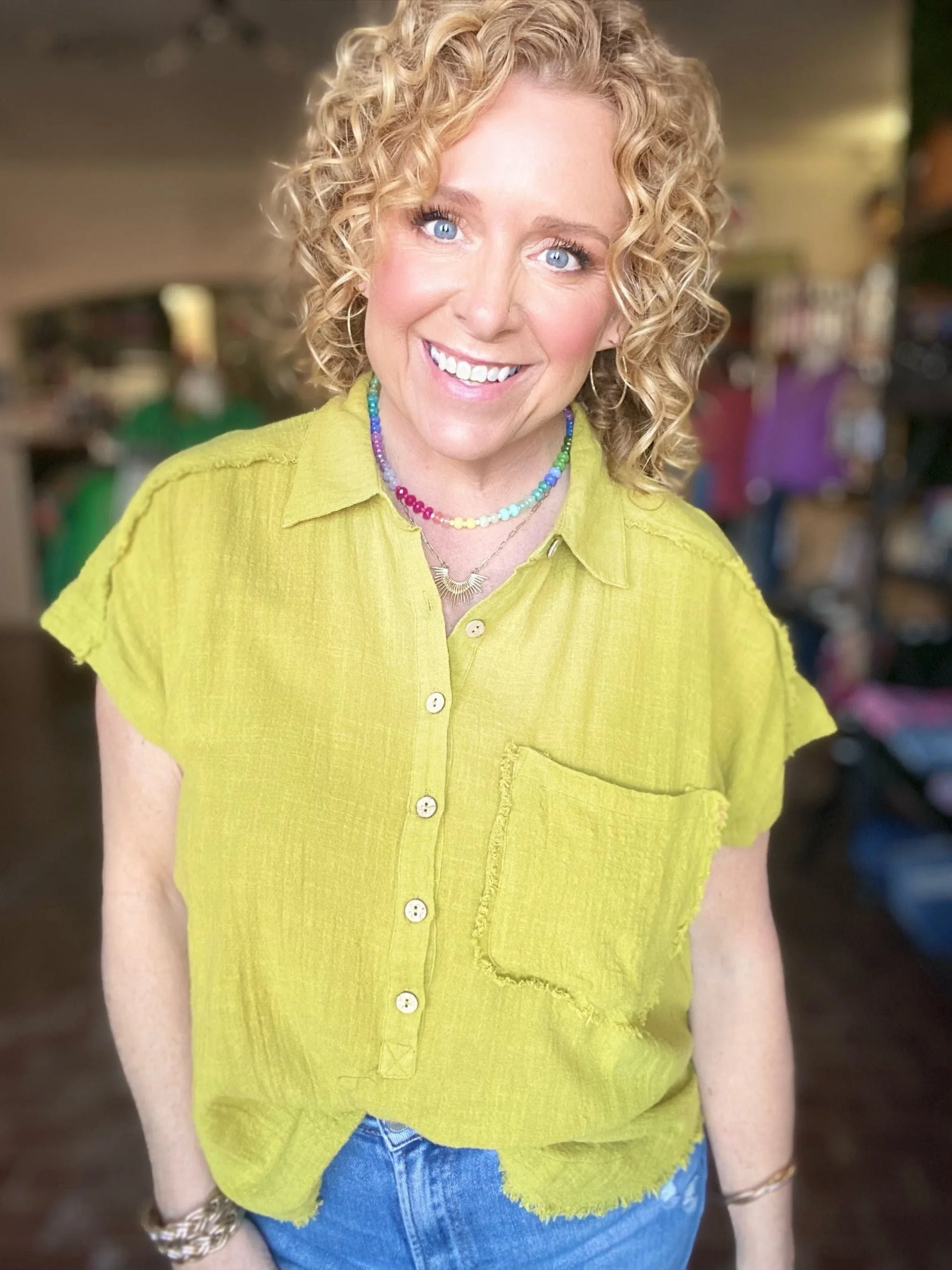 Tops Gauzy Top Apple Green