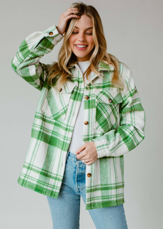 Green & Cream Plaid Jacket