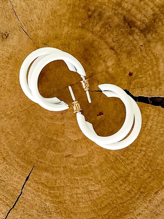 Accessories Matte Triple Hoop- White