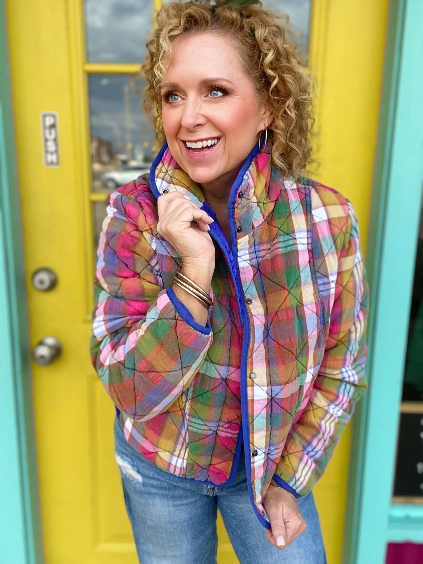 Tops Plaid Quilted Jacket