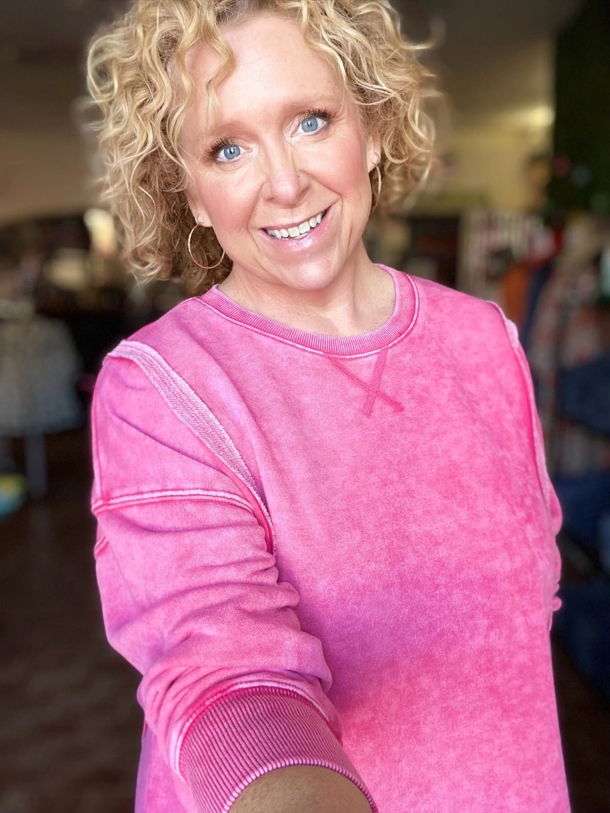 Shirts & Tops Poppy Acid Washed Pullover-Bubblegum