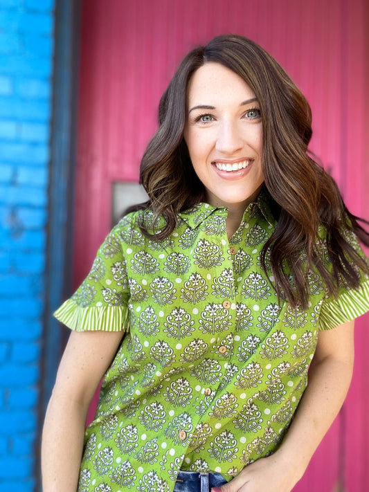 Rhoda Green Floral Top