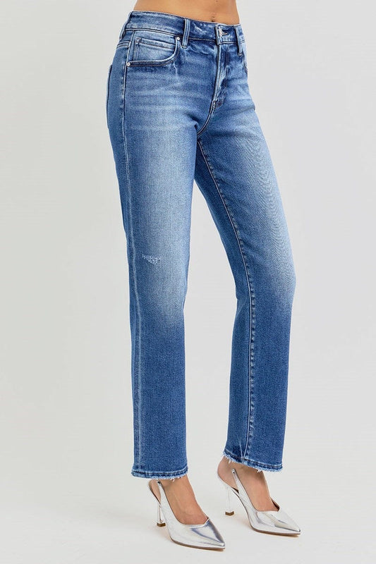 Bottoms Risen Mid Rise Tapered Ankle Jean