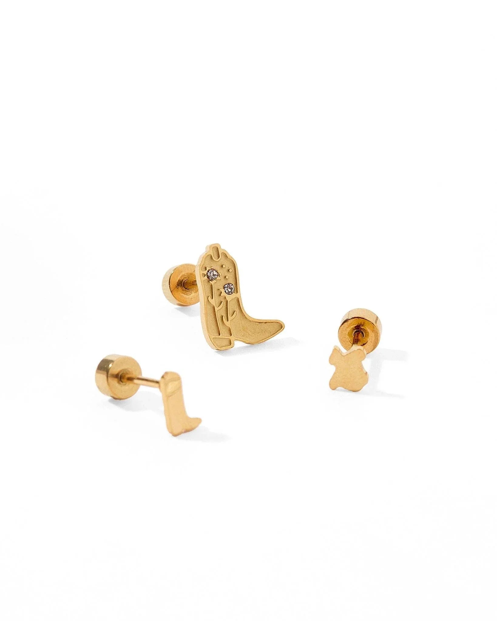 Jewelry Screwback Stud Earrings - Daisy Cowgirl Boot