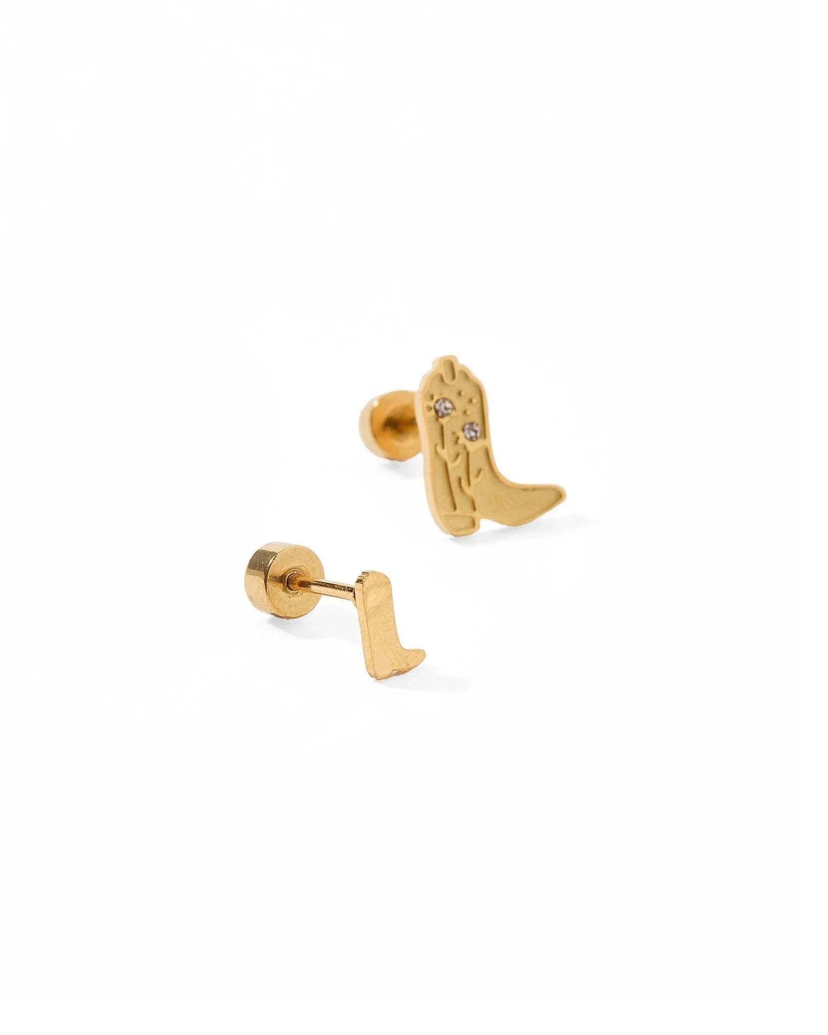 Jewelry Screwback Stud Earrings - Daisy Cowgirl Boot