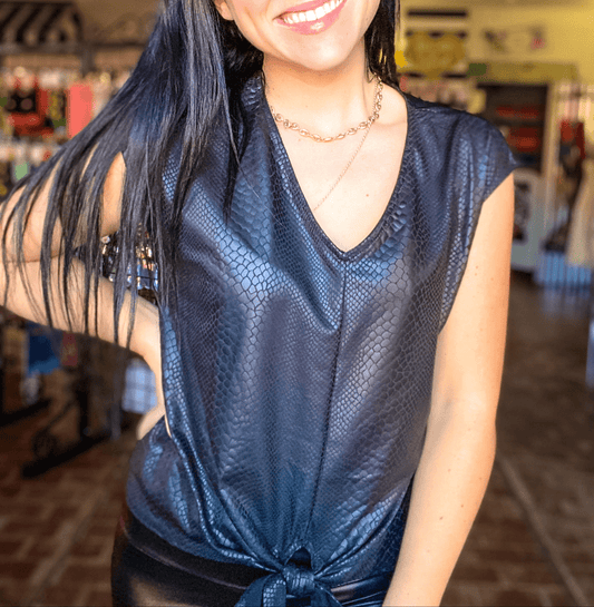 Shirts & Tops Selene Snake Print Tie Front Top