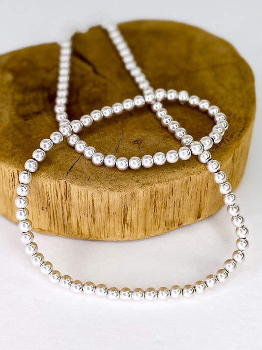 Necklaces Silver Beaded Stretch Necklace 30in