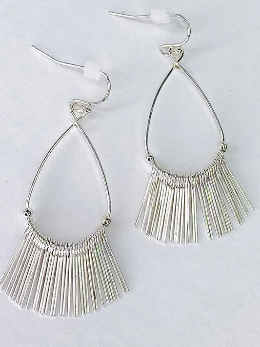 Earrings Silver Teardrop Fringe Earrings
