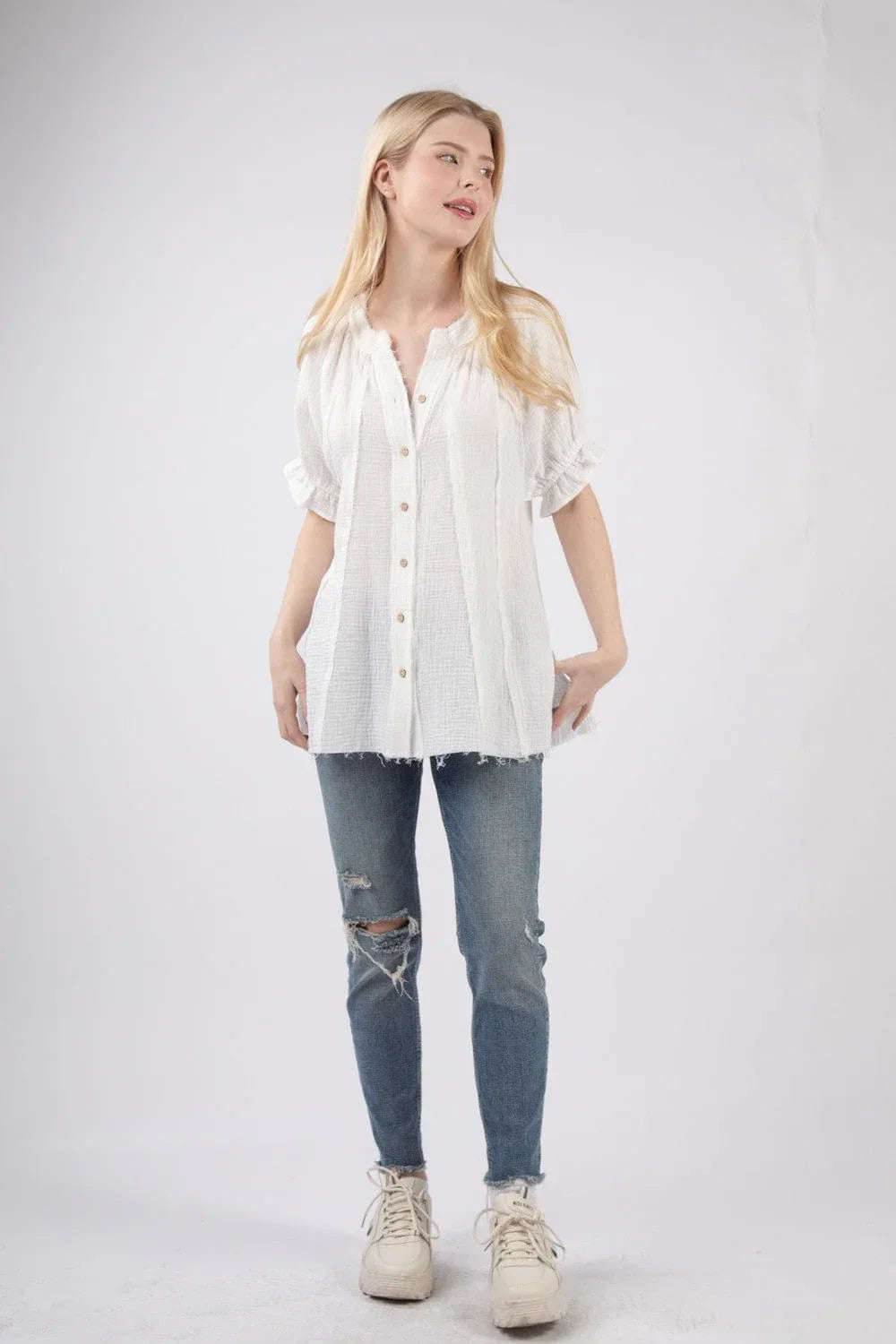 Tops Skye Cotton Gauze Top- White
