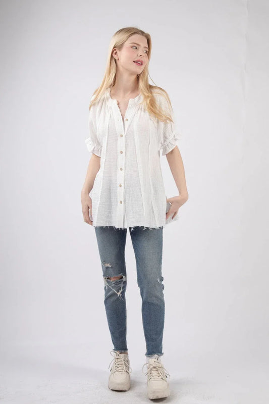Tops Skye Cotton Gauze Top- White