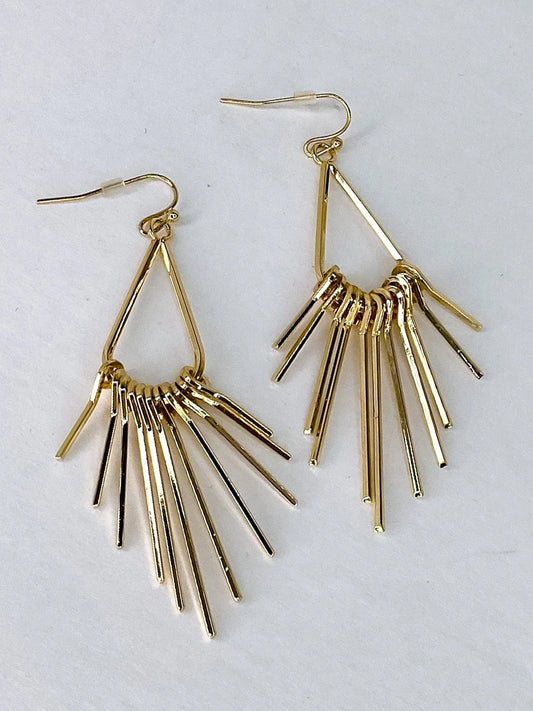 Earrings Spikey Teardrop Earrings-Golden