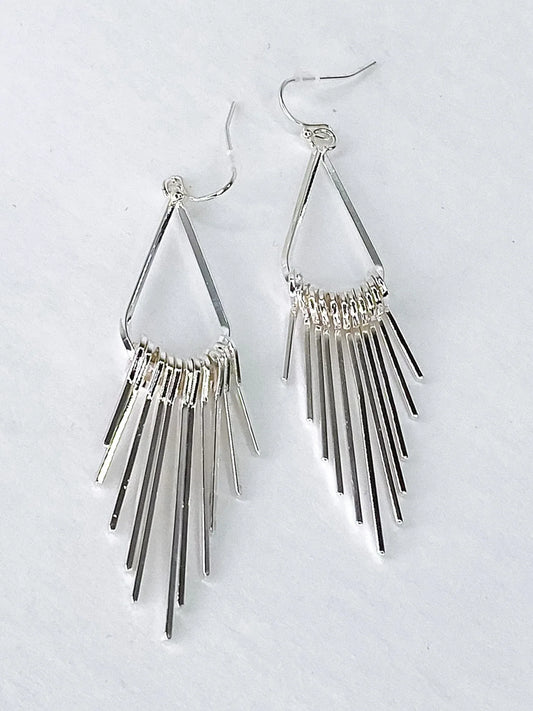 Earrings Spikey Teardrop Earrings-Silver
