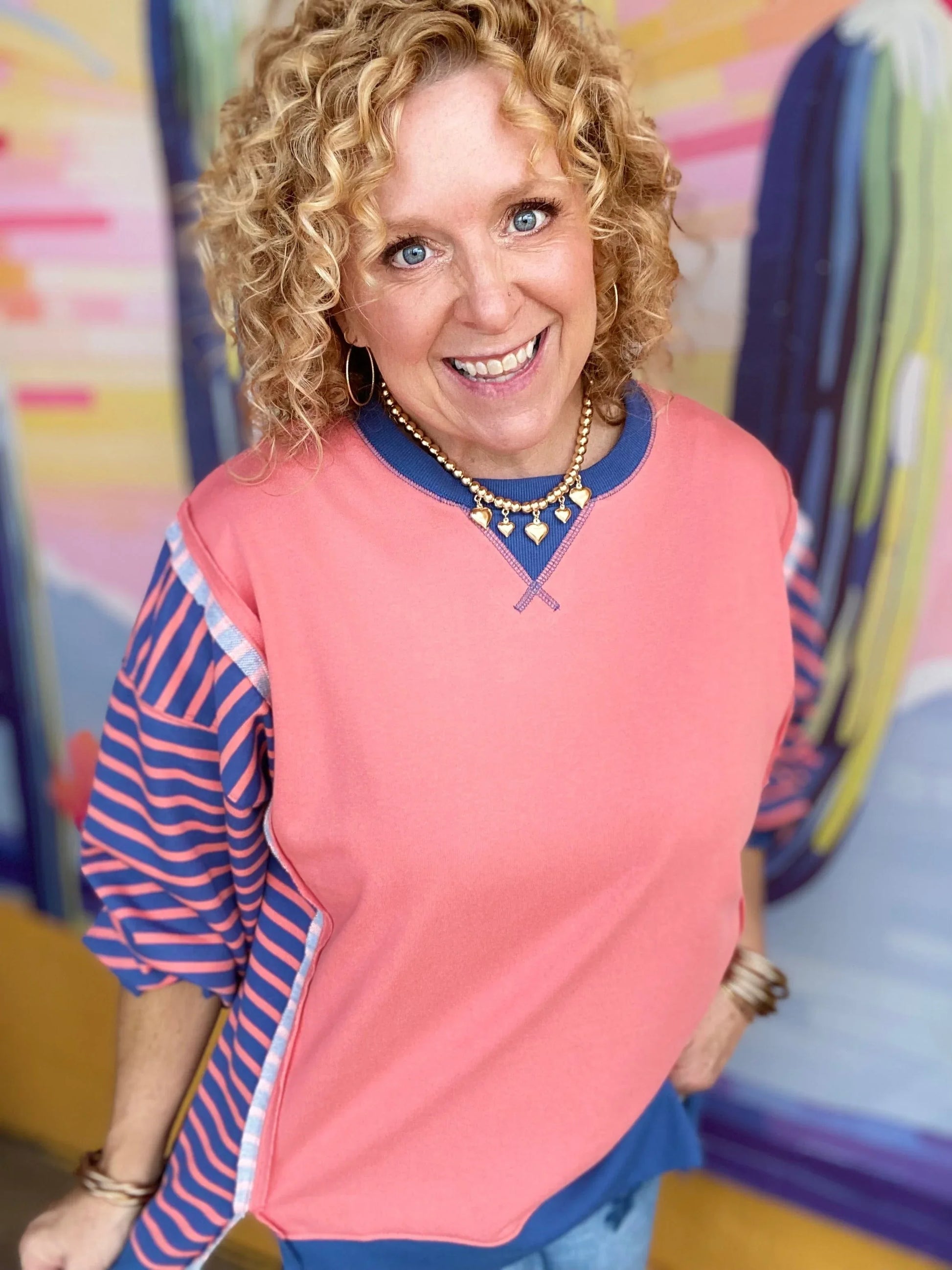 Shirts & Tops Tallie Striped Pullover-Coral