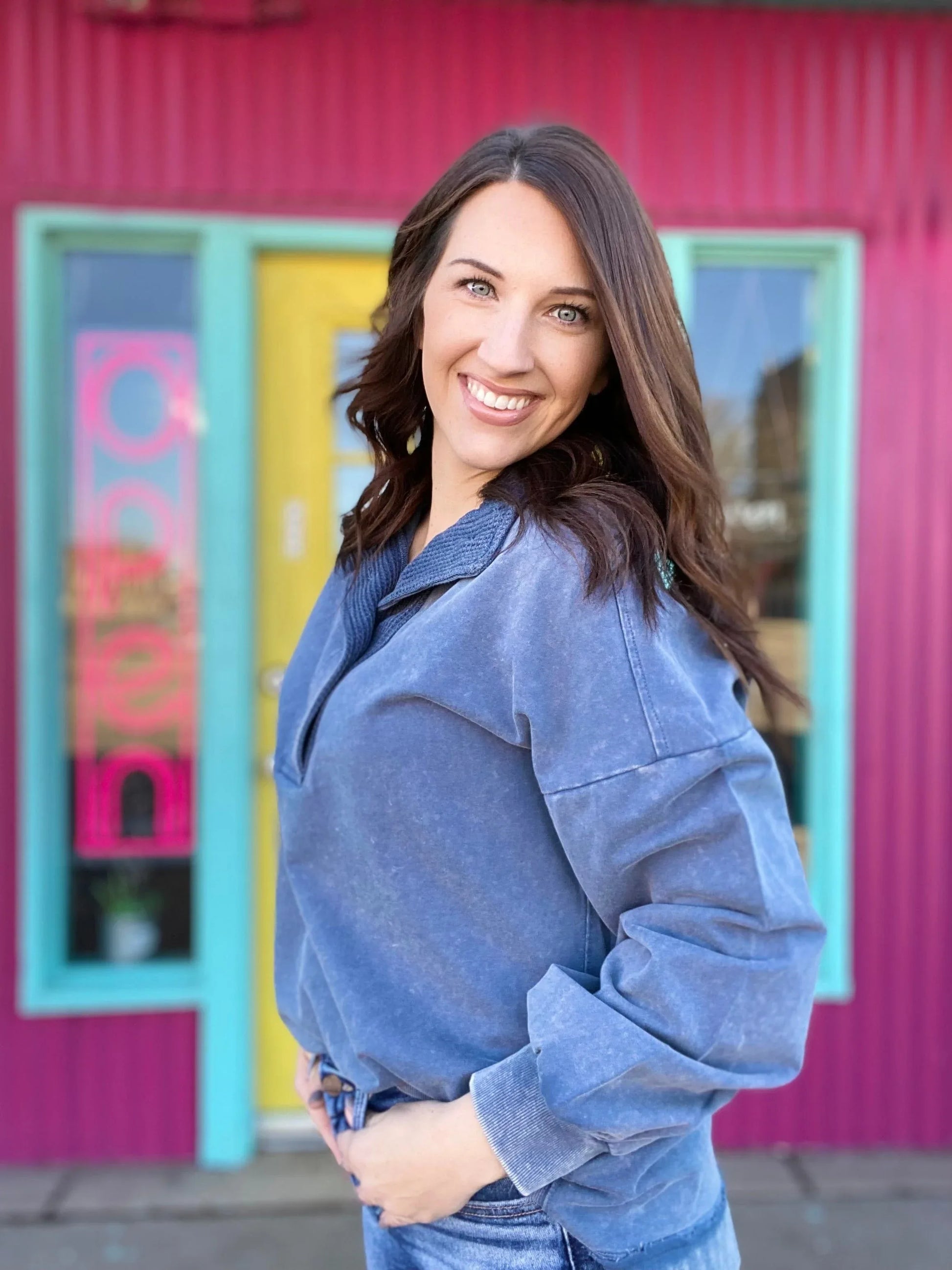 Shirts & Tops Tenlee Acid Wash Pullover- Blue