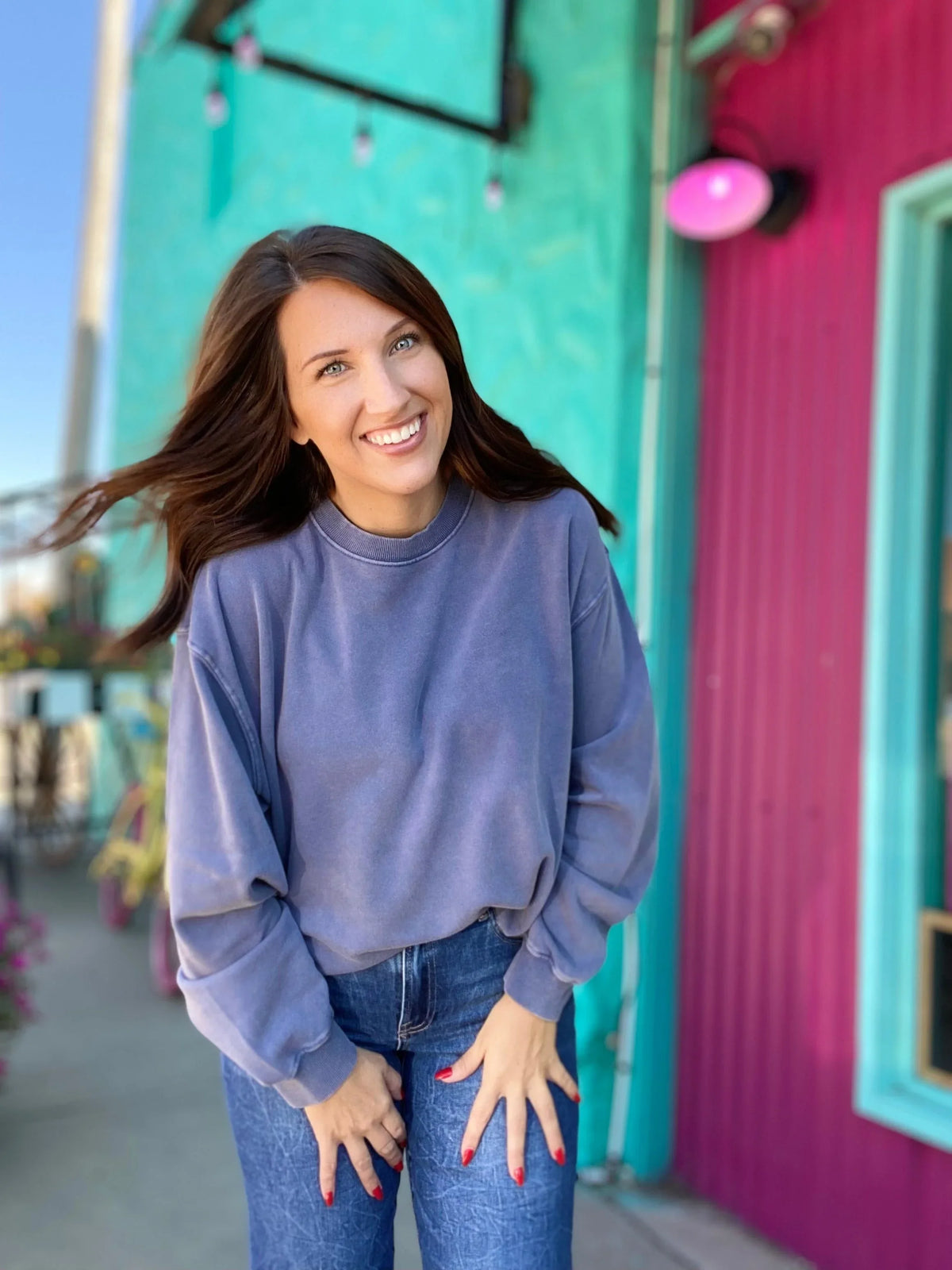Shirts & Tops Trina Pullover Basic Sweatshirt-Blue