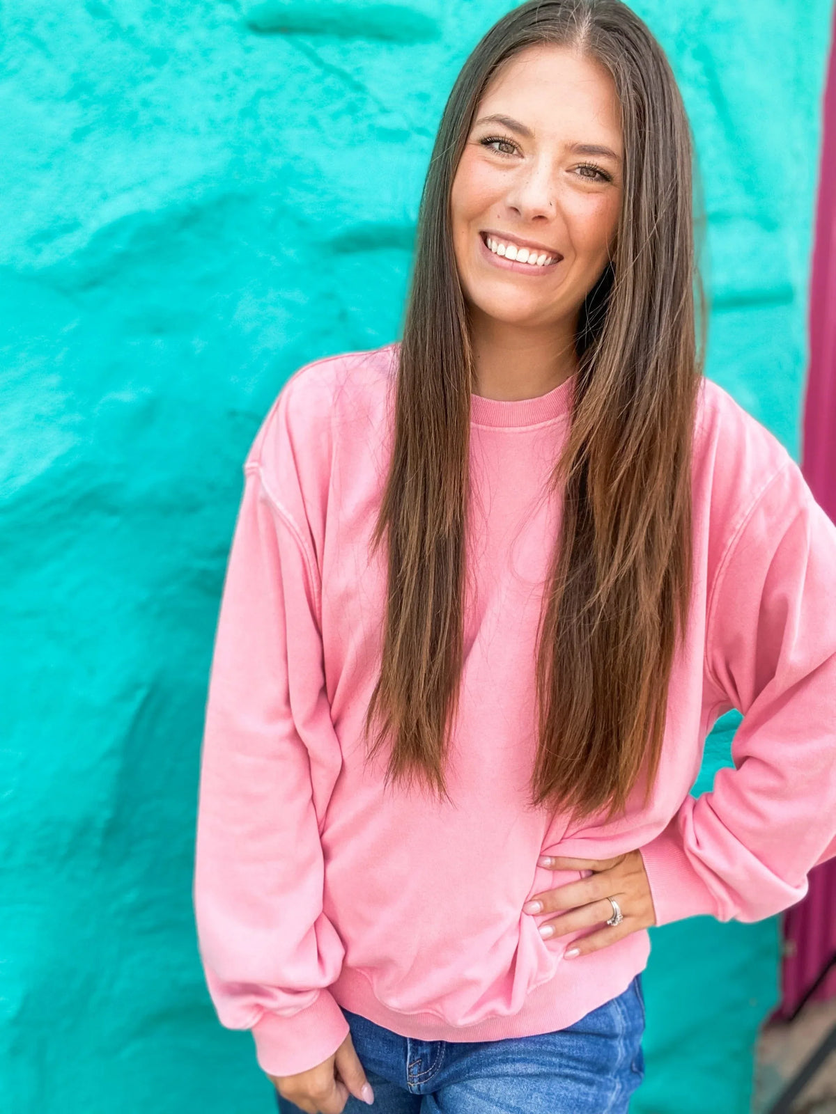 Shirts & Tops Trina Pullover Basic Sweatshirt-Bubblegum