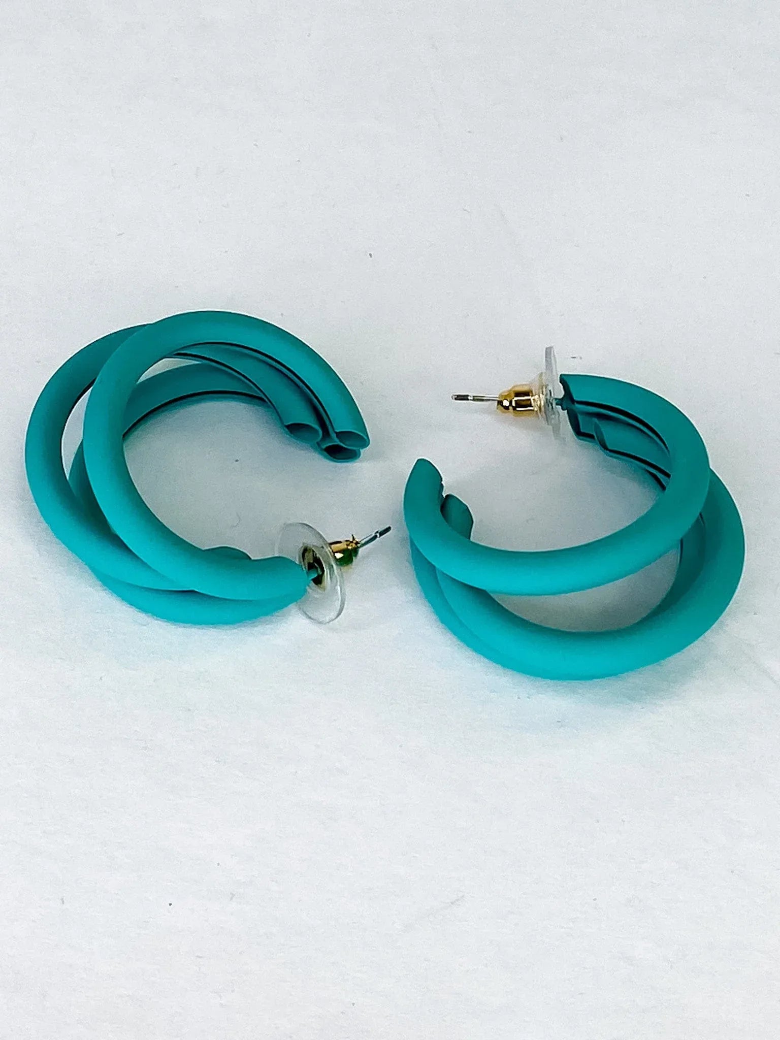 Earrings Turquoise Triple Matte Hoop