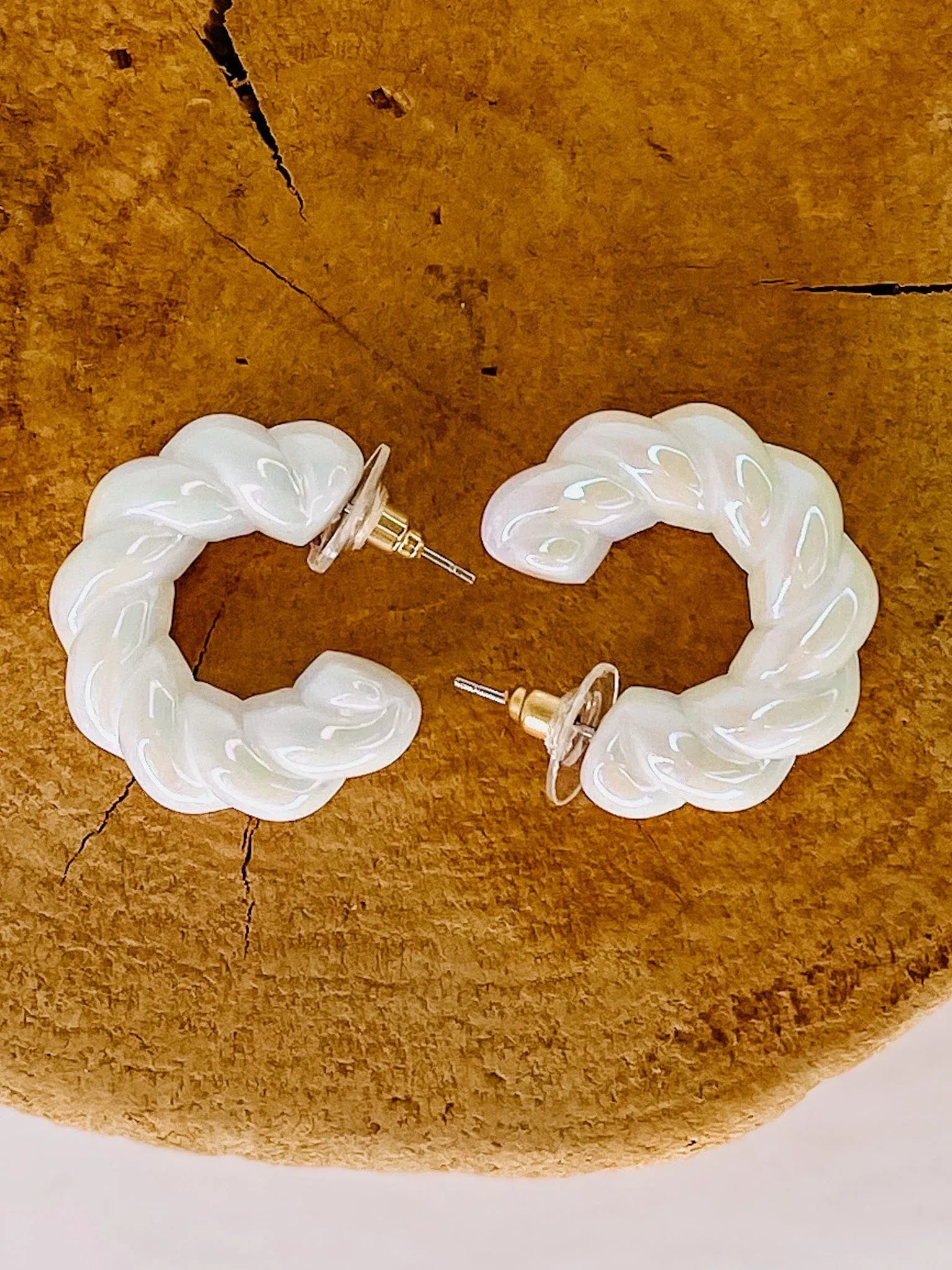 Accessories White Shimmer Twist Hoop