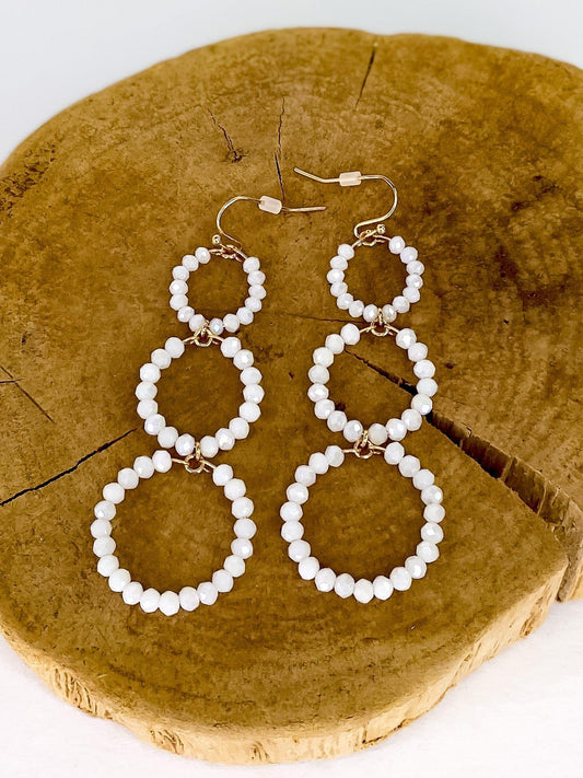 Earrings White Triple Circle Earring
