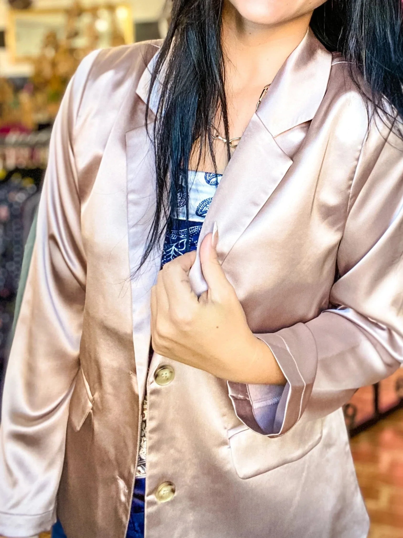Outerwear Miranda Satin Blazer-Light Mocha